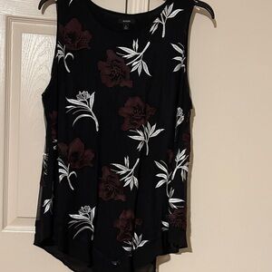 Alfani Black Tank Top with White and Maroon Floral Print